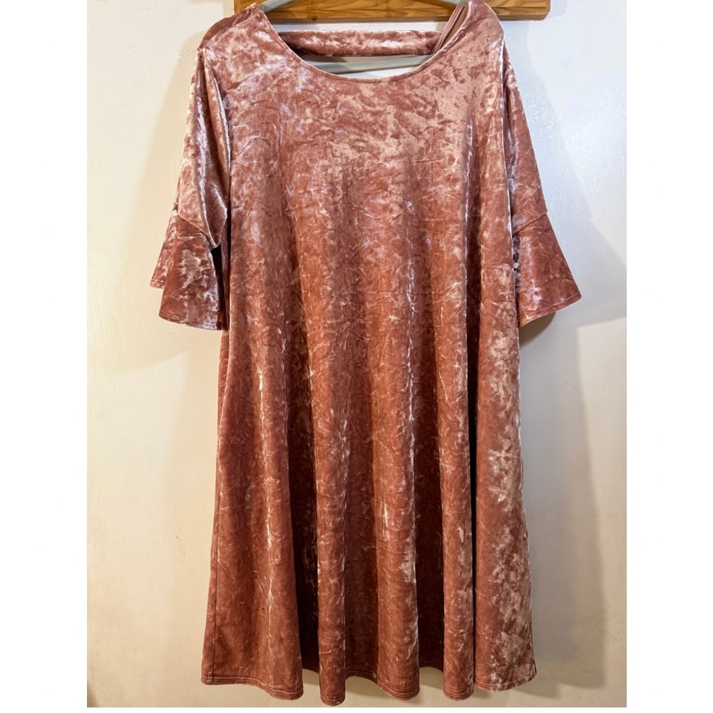 Velvet Dress with Flared Sleeves